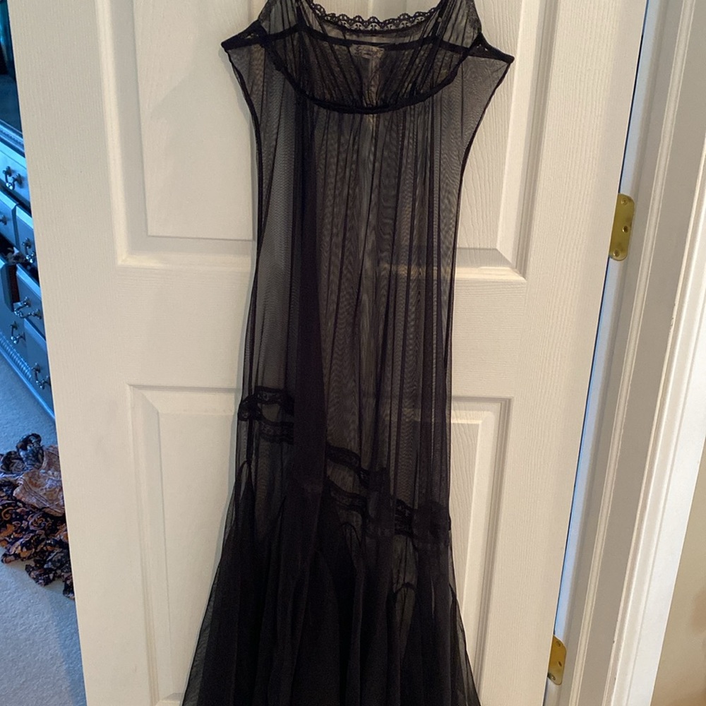 Intimately Free People Madeline Elegant Black Sheer Nightgown New - Picture 3 of 5